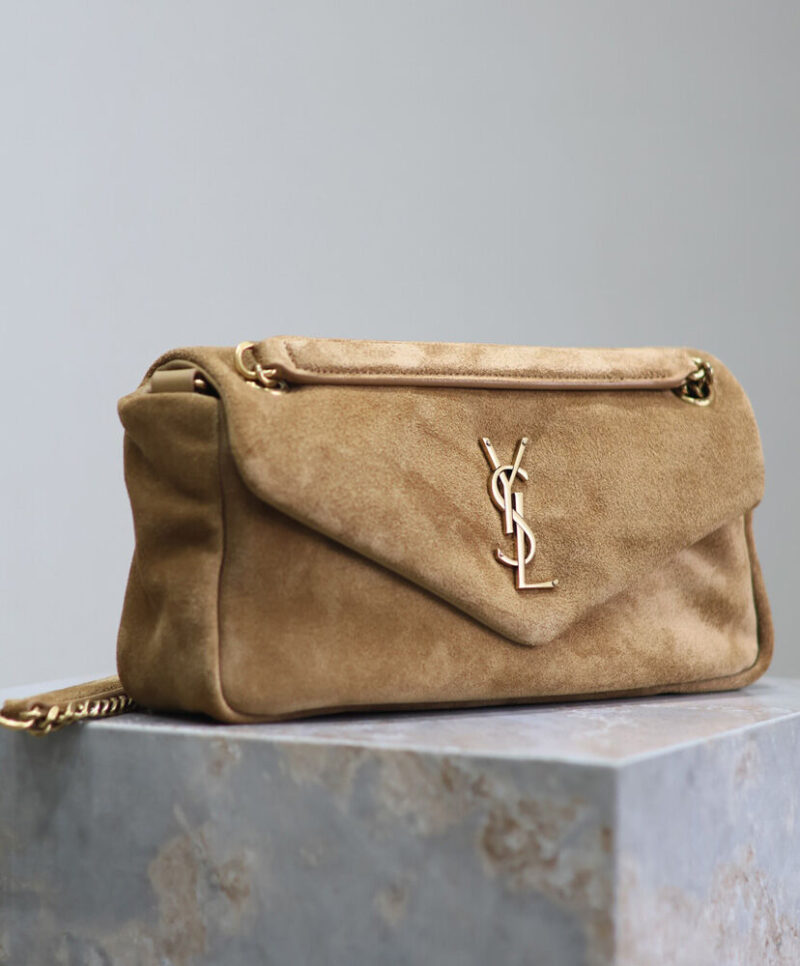 Saint Laurent Calypso Small Suede Shoulder Bag Fawn